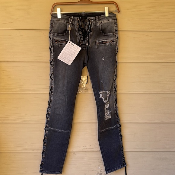 BEN TAVERNITI UNRAVEL PROJECT Black Distressed Skinny Jeans SIze 4 (US) - Picture 9 of 12
